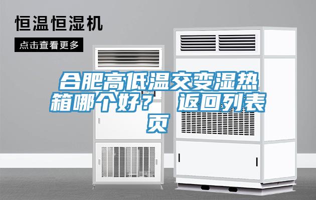 合肥高低温交变湿热箱哪个好？ 返回列表页