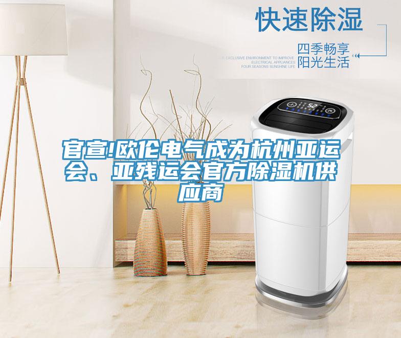 官宣!欧伦电气成为杭州亚运会、亚残运会官方粉色应用黄色软件供应商