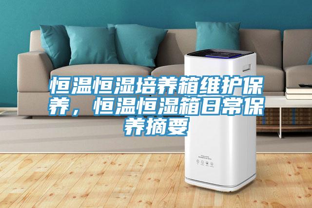恒温恒湿培养箱维护保养，恒温恒湿箱日常保养摘要